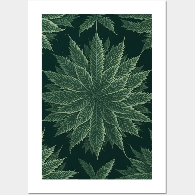 Weed Leaf Mandala Pattern Wall Art by EddieBalevo